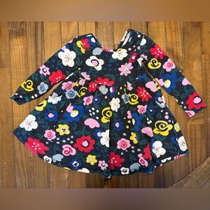 Hanna Andersson Floral Long Sleeve Dress skater dress with pockets 3T